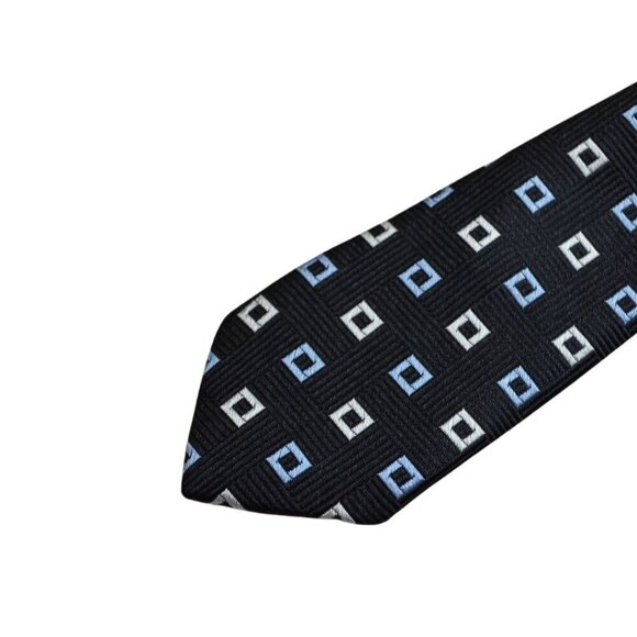 Brooks Brothers "346" Makers Blue and Silver Square Print 100% Silk Tie - Picture 5 of 7